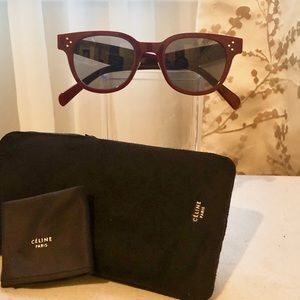 Céline 47mm Square Sunglasses burgundy/light blue